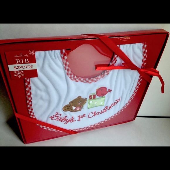 Baby’s First 1st Christmas Bib Gift Boxed Hallmark - Picture 4 of 4